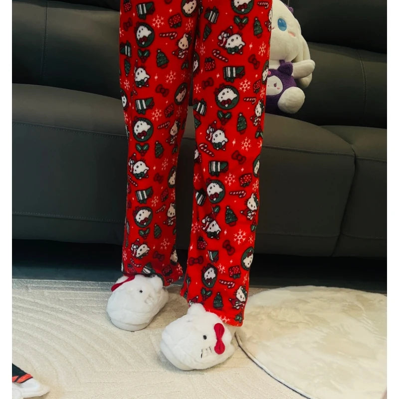 🎀 Kawaii Sanrio Hello Kitty Christmas Pajama Pants 🌸✨