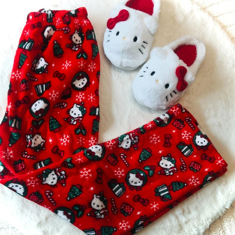 🎀 Kawaii Sanrio Hello Kitty Christmas Pajama Pants 🌸✨