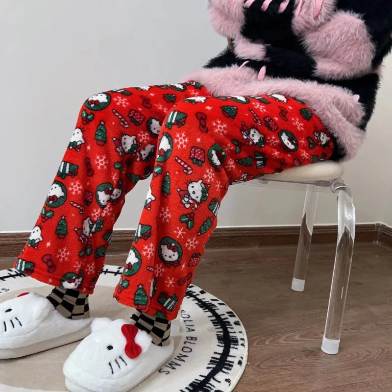 🎀 Kawaii Sanrio Hello Kitty Christmas Pajama Pants 🌸✨