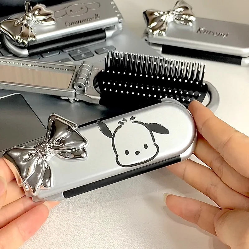 Hello Kitty Sanrio 🐱 Cute & Compact Folding Hair Comb with Adorable Mirror ✨ - Perfect for Stylish Hair on the Go! 💖