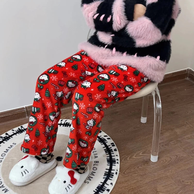 🎀 Kawaii Sanrio Hello Kitty Christmas Pajama Pants 🌸✨