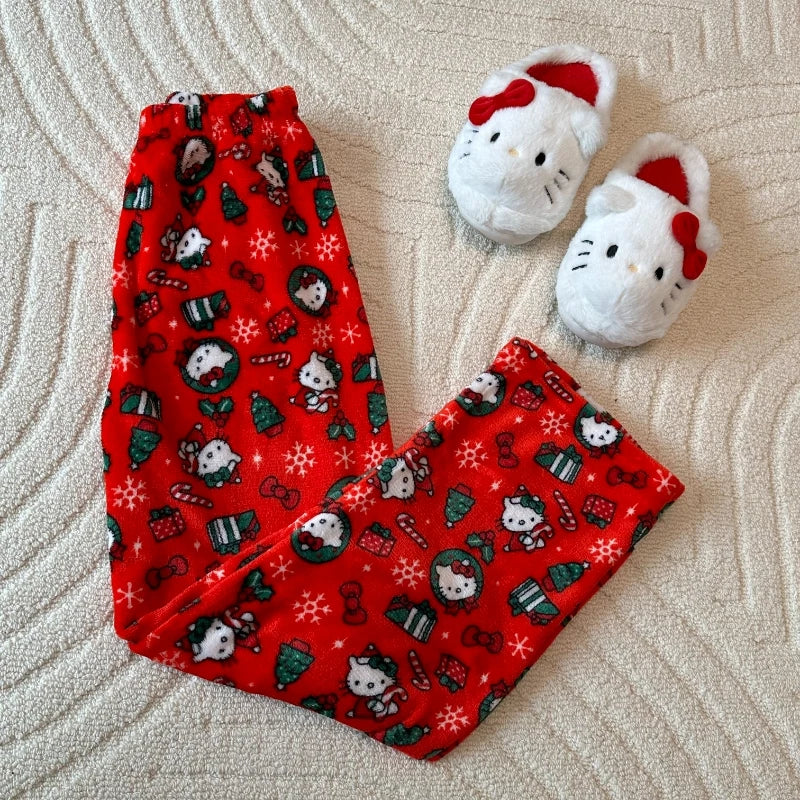 🎀 Kawaii Sanrio Hello Kitty Christmas Pajama Pants 🌸✨