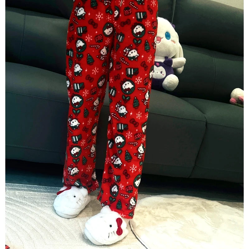 🎀 Kawaii Sanrio Hello Kitty Christmas Pajama Pants 🌸✨