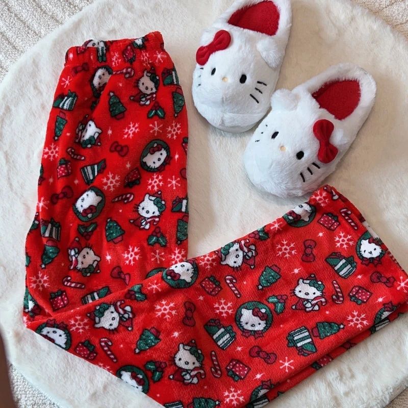 🎀 Kawaii Sanrio Hello Kitty Christmas Pajama Pants 🌸✨