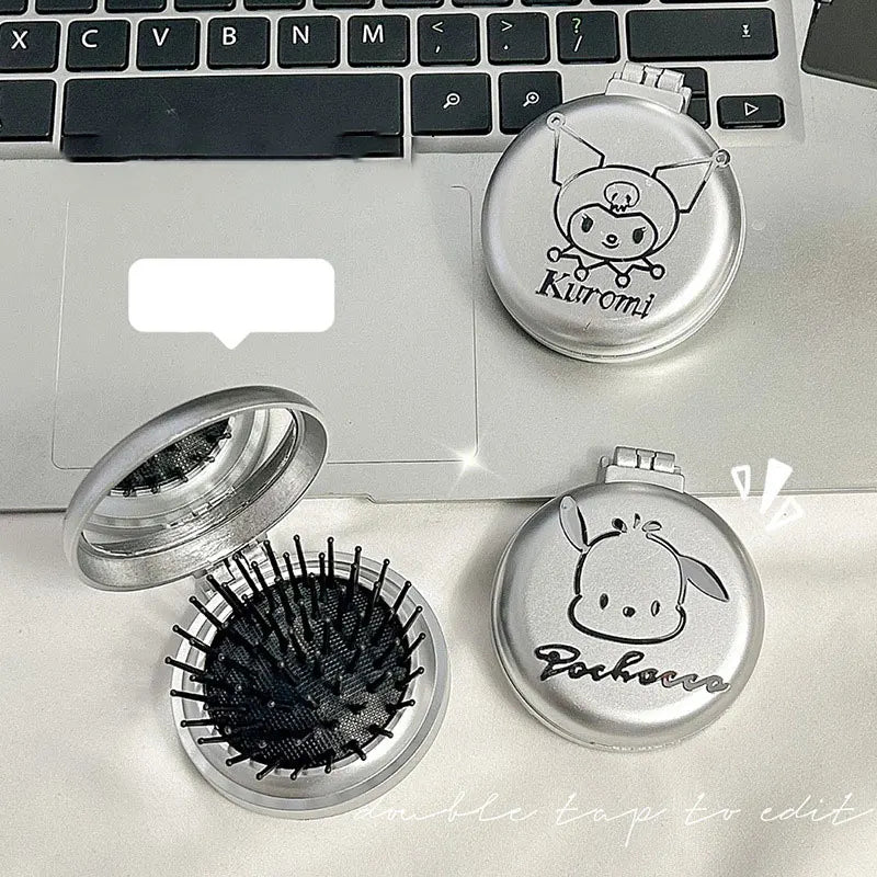 Hello Kitty Sanrio 🐱 Cute & Compact Folding Hair Comb with Adorable Mirror ✨ - Perfect for Stylish Hair on the Go! 💖